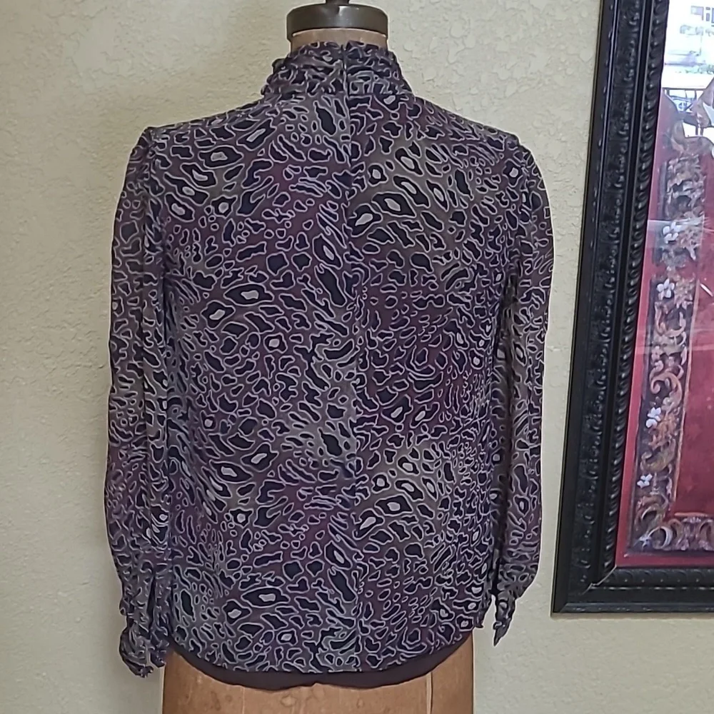 Tory Burch 100% Silk Animal Print Blouse Size 4
